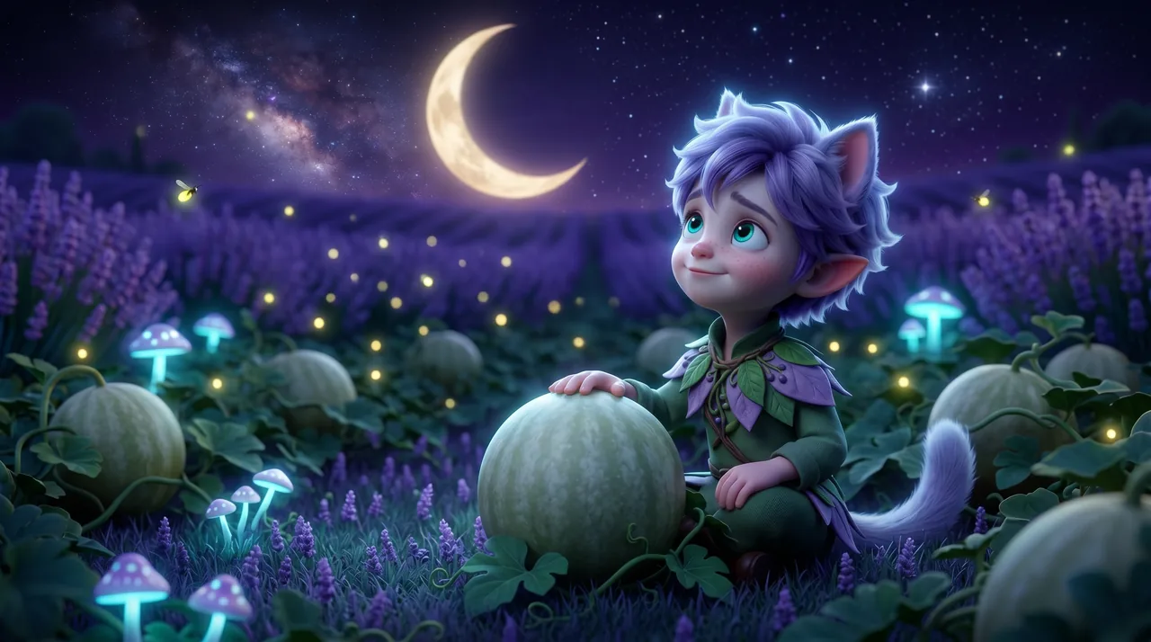 Ori gives up his tricks, sits quietly beside the moonmelon with one hand resting on it, and watches the night sky.