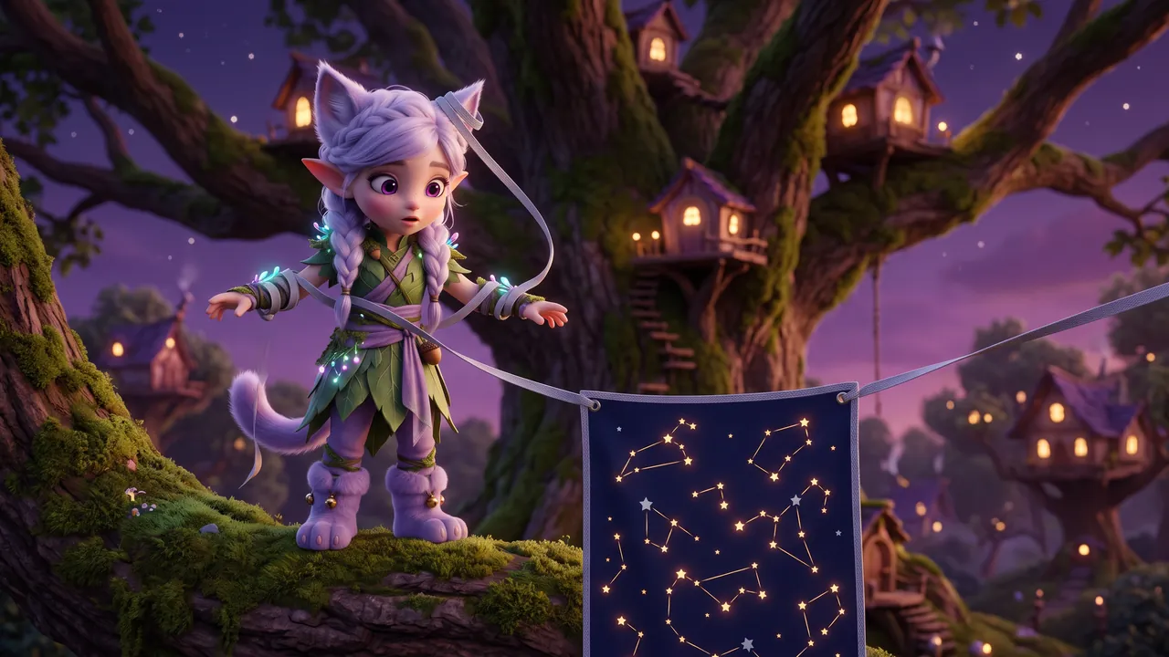 Miri stands very straight with the silver ribbon wound around both arms and looped over one soft ear so it folds down flat, holding on to her dignity.