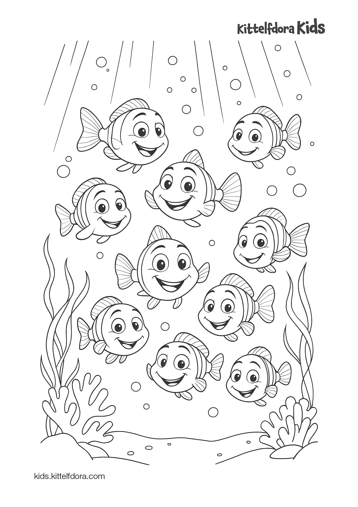 10 Little Fish coloring page 3
