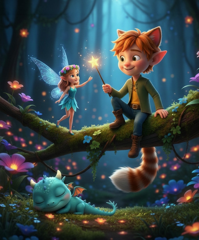Kittelfdora Kids characters illustration - the magical world of Miri, Ori and their friends