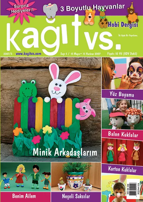 Cover of Kağıt vs. issue 5, May 2007, a Turkish children's craft magazine full of colorful paper projects.